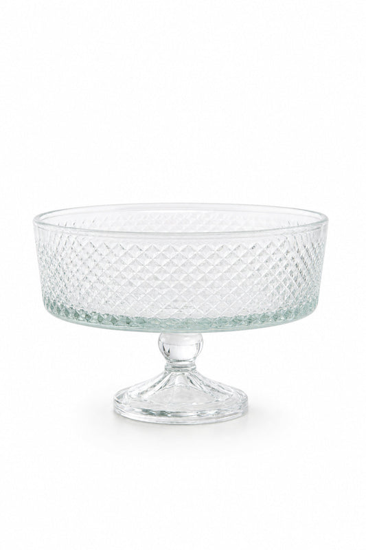 Kesme Kristal Ayaklı Kase 25 cm - Karizma Desen, 1 Adet
