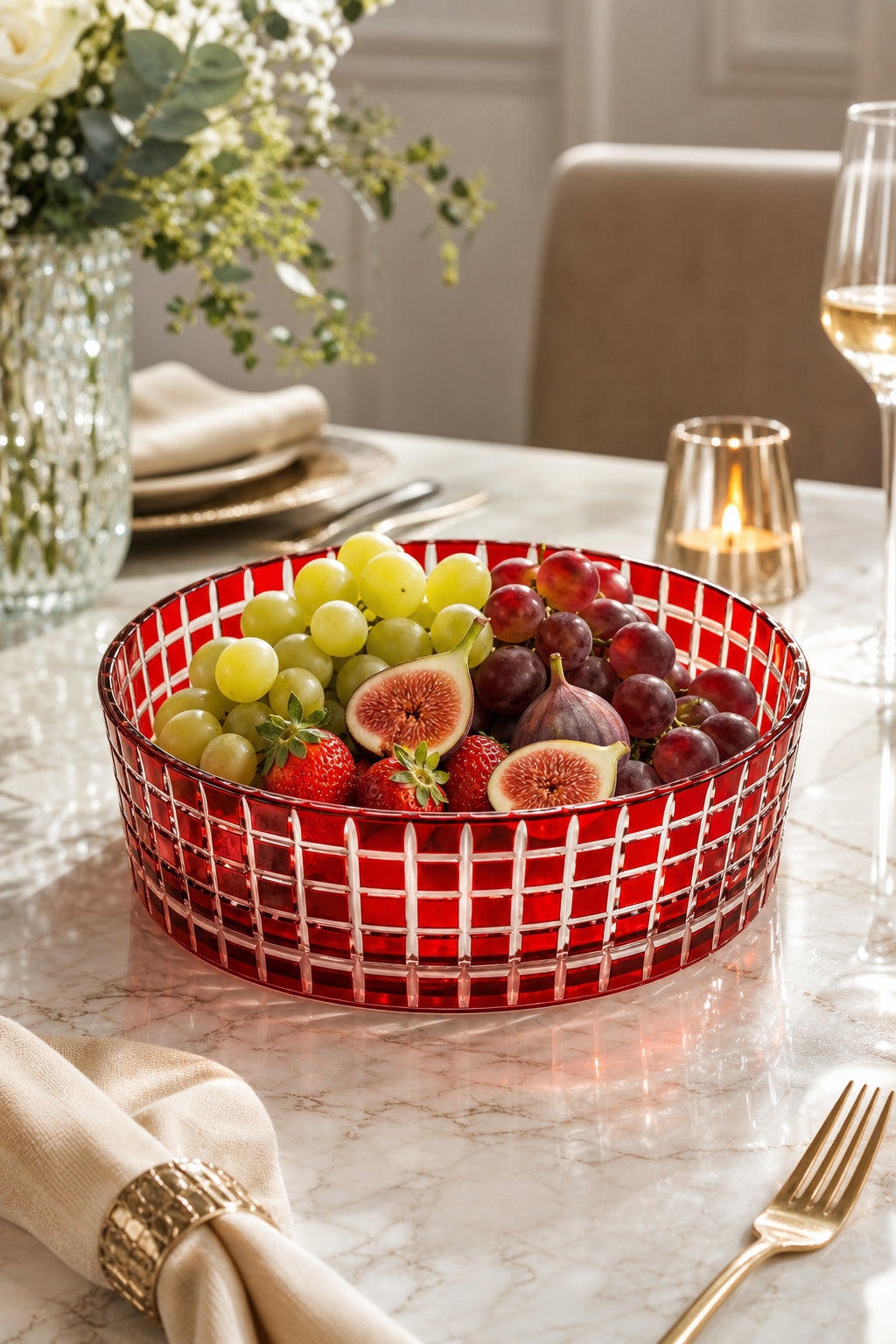 Kristal Meyvelik 25 cm - Aspendos Model Sunumluk Kase, 1 Adet