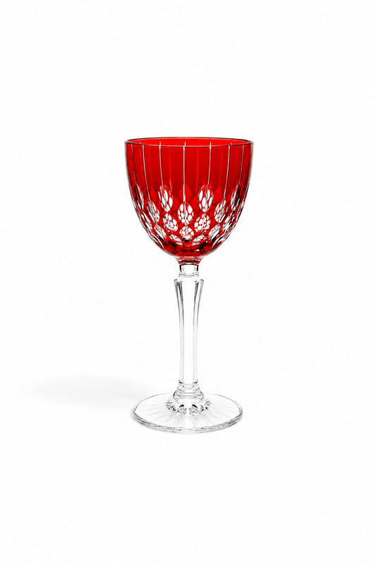 Kesme Kristal Ayaklı Kadeh 165 cc - Damla Desen Lüks Kadeh, 1 Adet