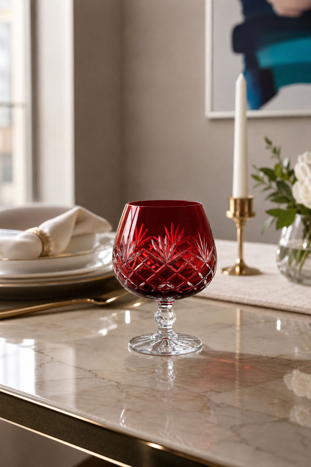 Bohemia Renkli Kristal Ayaklı Kahve Yanı Su Bardağı 250 ml, 1 Adet