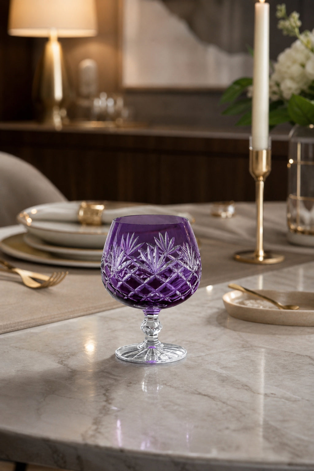 Bohemia Renkli Kristal Ayaklı Kahve Yanı Su Bardağı 250 ml, 1 Adet