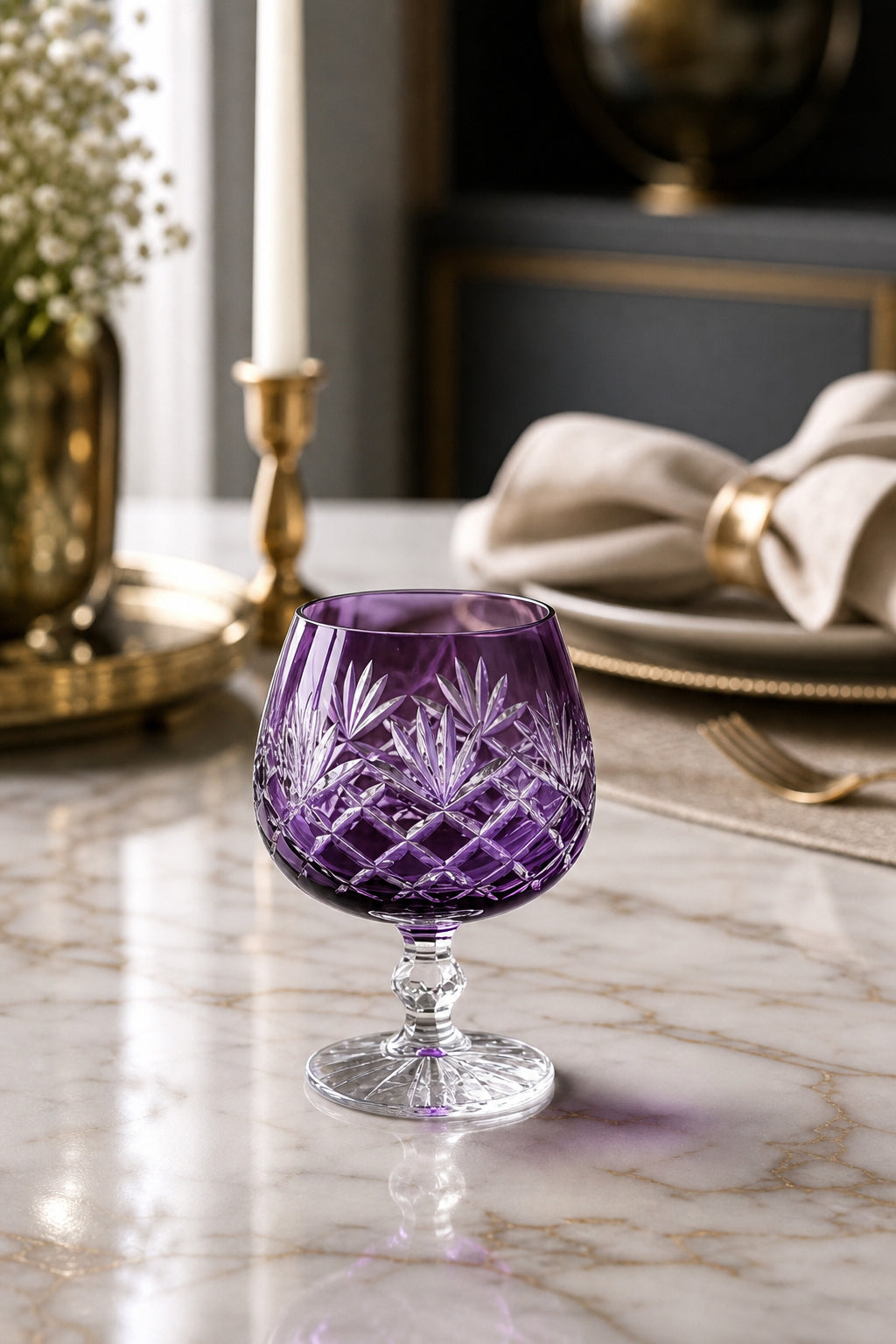 Bohemia Renkli Kristal Ayaklı Kahve Yanı Su Bardağı 250 ml, 1 Adet