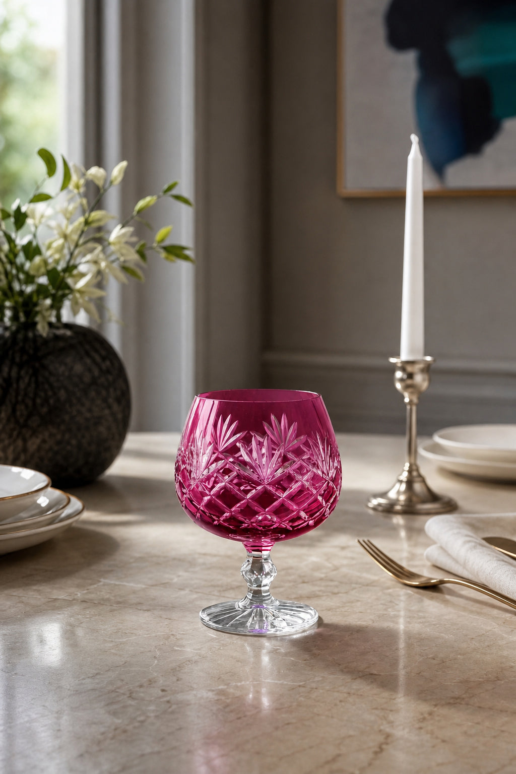 Bohemia Renkli Kristal Ayaklı Kahve Yanı Su Bardağı 250 ml, 1 Adet