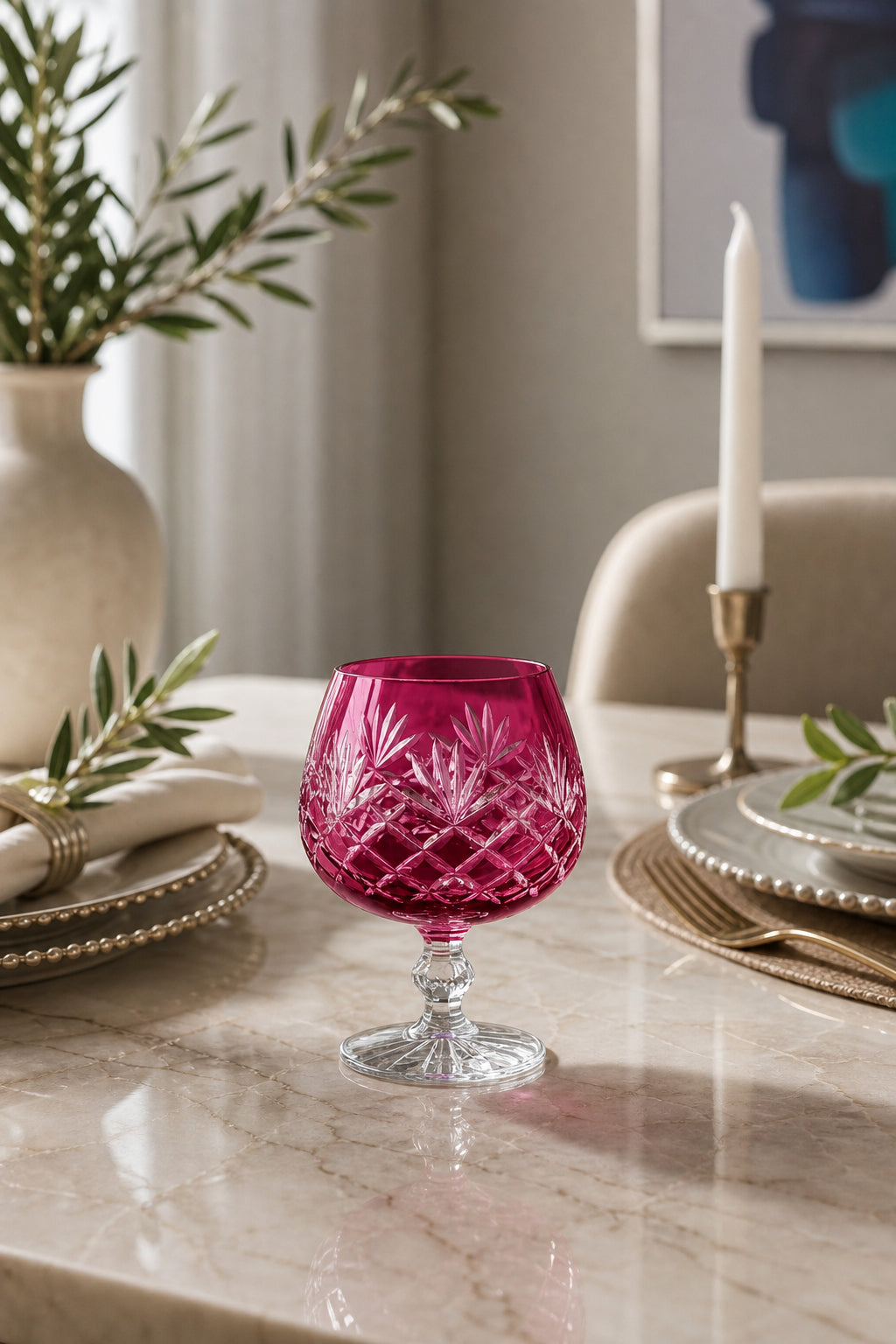 Bohemia Renkli Kristal Ayaklı Kahve Yanı Su Bardağı 250 ml, 1 Adet
