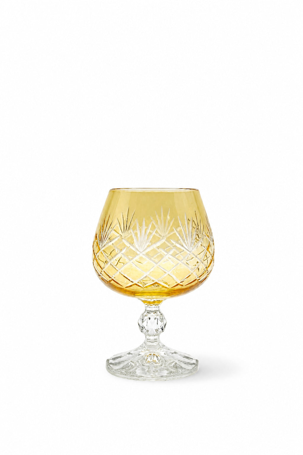 Sarı Bohemia Kristal Ayaklı Kadeh 250 cc - Kahve Yanı Su Bardağı, 1 Adet
