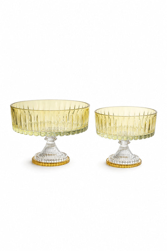Kristal Ayaklı Meyvelik Seti 2'li 25 cm ve 19 cm - Lüks Sunumluk, 2 Adet