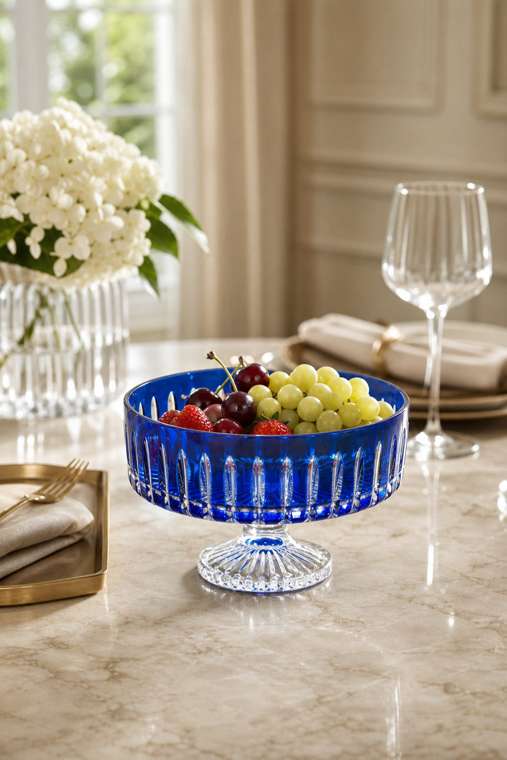 Kesme Kristal Meyvelik 25 cm - Dekoratif Sofra Sunum Kasesi, 1 Adet