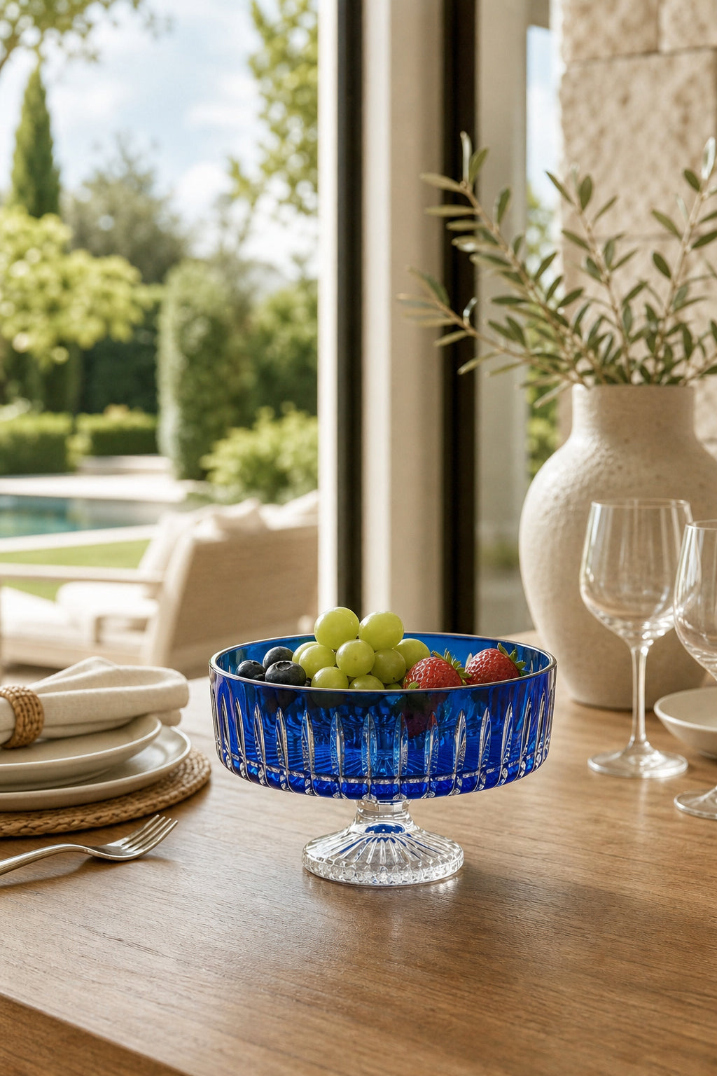 Kesme Kristal Meyvelik 25 cm - Dekoratif Sofra Sunum Kasesi, 1 Adet