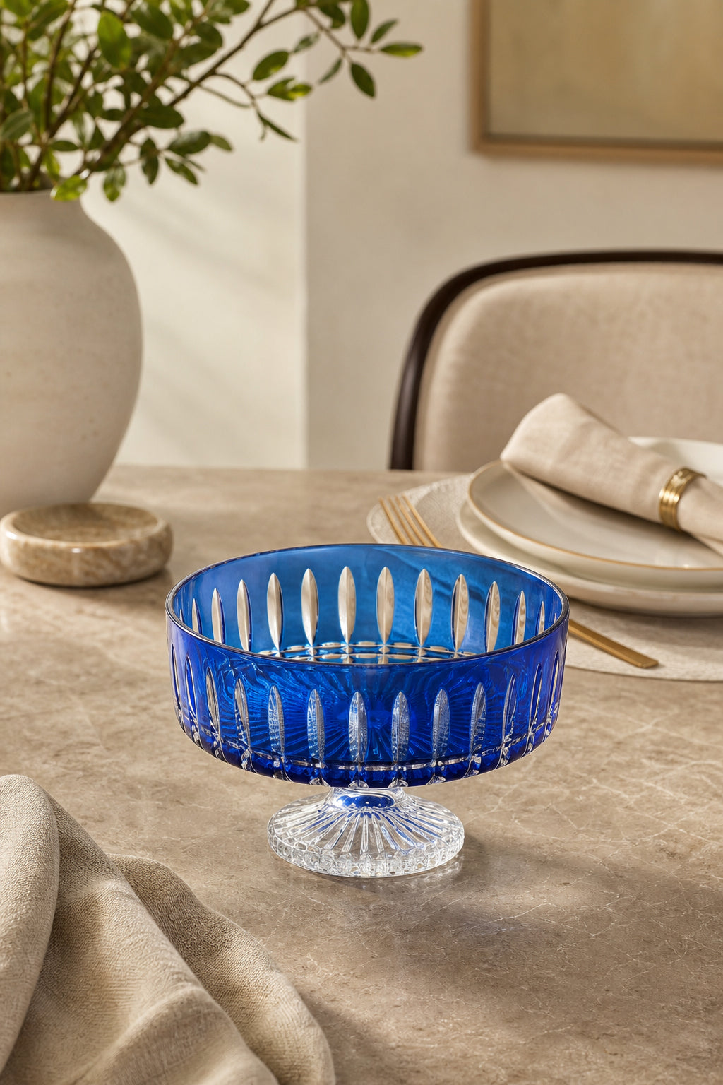 Kesme Kristal Meyvelik 25 cm - Dekoratif Sofra Sunum Kasesi, 1 Adet