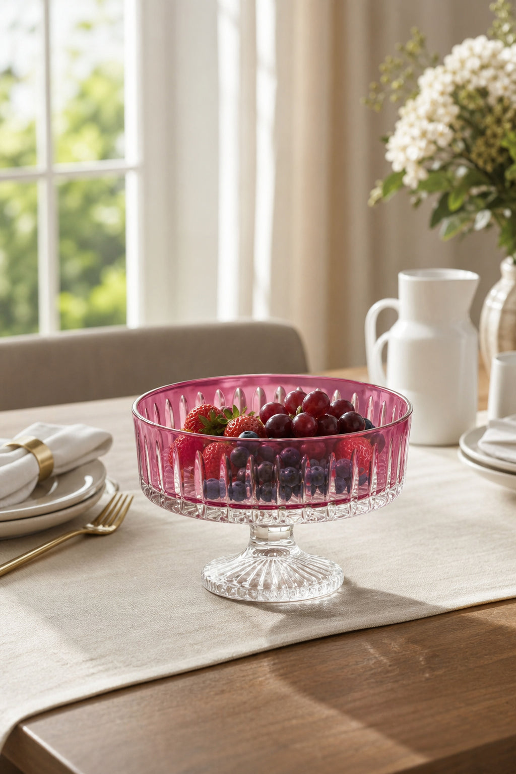 Kesme Kristal Meyvelik 25 cm - Dekoratif Sofra Sunum Kasesi, 1 Adet