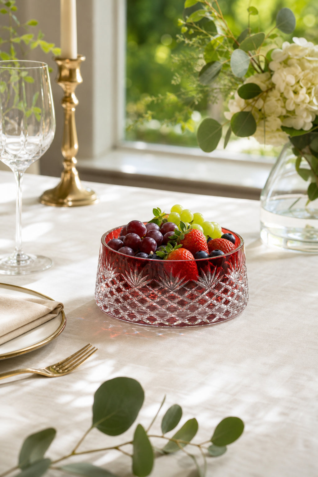 Kesme Kristal Meyvelik - Püskül Desen Sunumluk Kase, 1 Adet