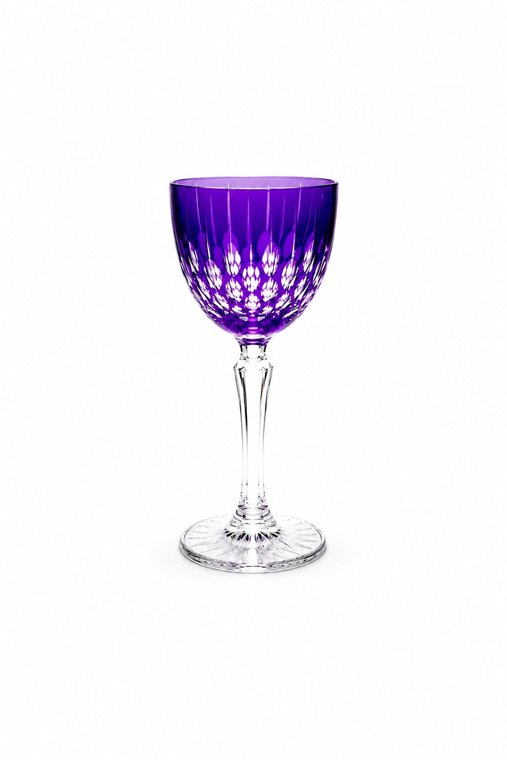 Kesme Kristal Ayaklı Kadeh 165 cc - Damla Desen Lüks Kadeh, 1 Adet