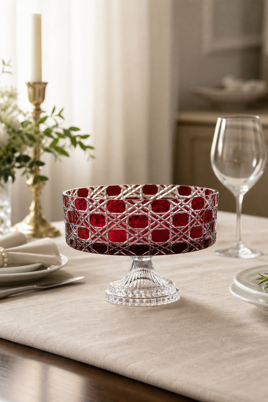 Kristal Sofra Sunum Kasesi - Petek Desen Dekoratif, 1 Adet