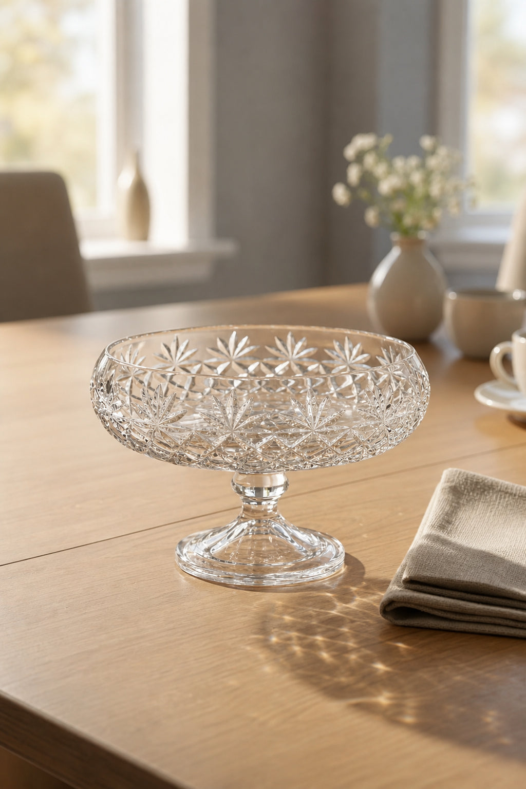 Kristal Sunumluk Kase 28 cm - Palm Desenli Dekoratif Kase, 1 Adet