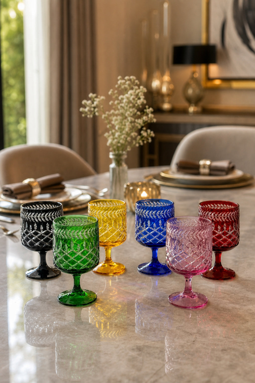 Kristal Bardak Seti 6'lı - Royal Desen Bardak Takımı, 6 Adet