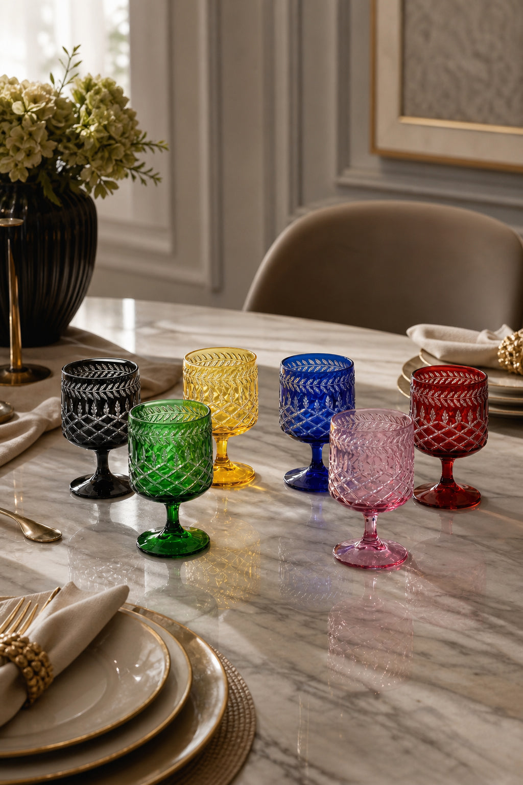 Kristal Bardak Seti 6'lı - Royal Desen Bardak Takımı, 6 Adet