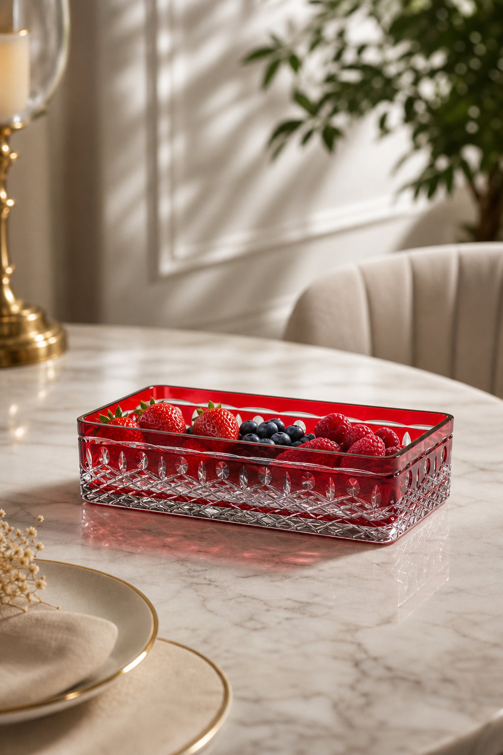 Kristal Baton Sunum Kasesi - Royal Desenli Dekoratif Sofra Kasesi, 1 Adet