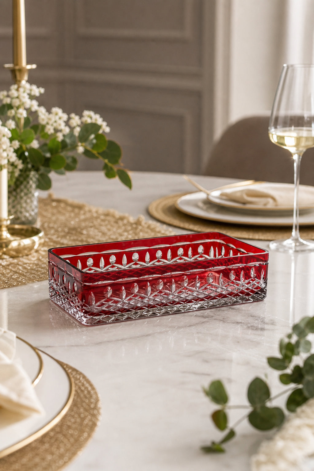 Kristal Baton Sunum Kasesi - Royal Desenli Dekoratif Sofra Kasesi, 1 Adet