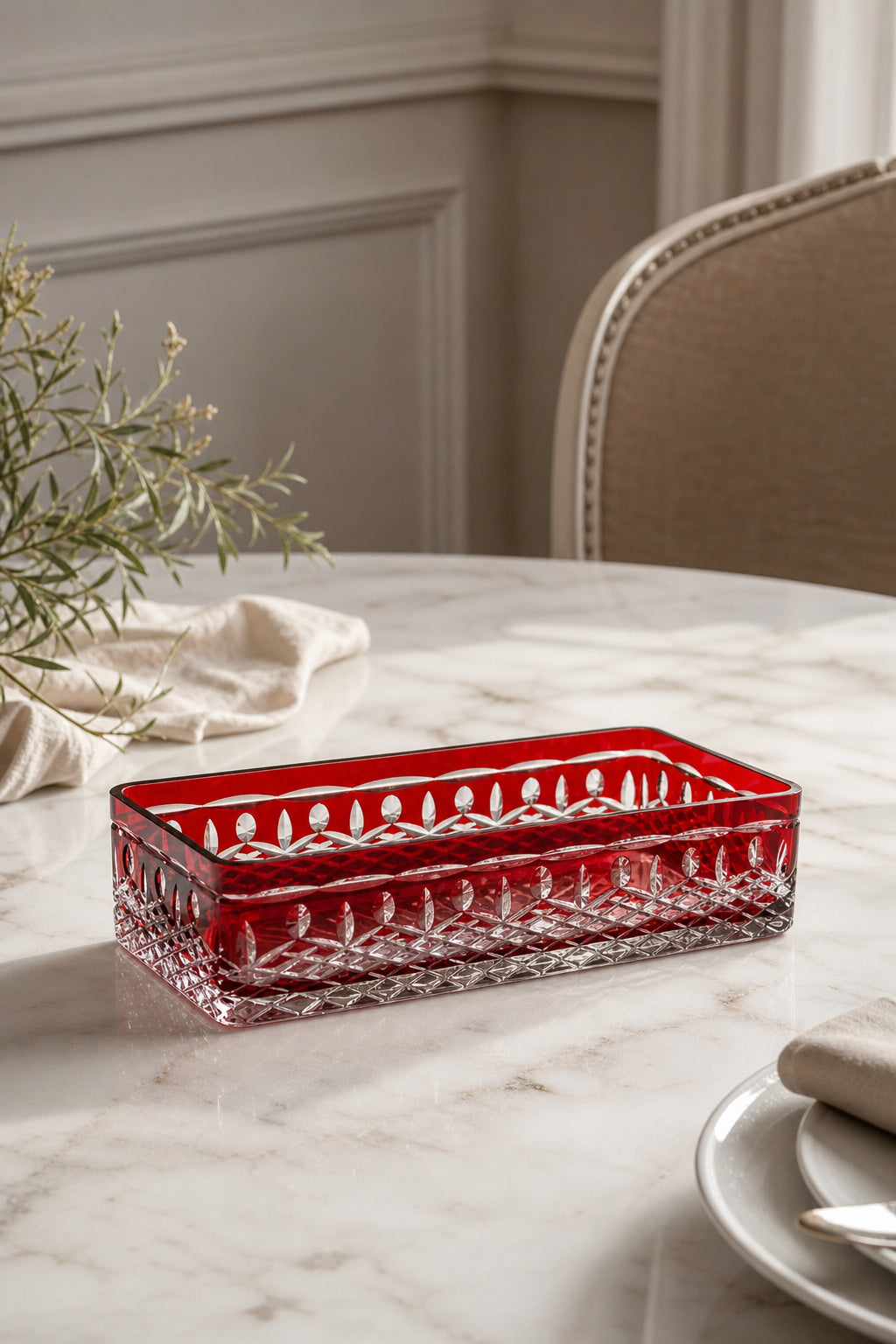 Kristal Baton Sunum Kasesi - Royal Desenli Dekoratif Sofra Kasesi, 1 Adet