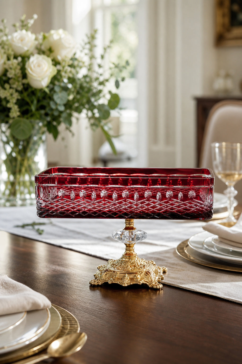 Kristal Baton Sunum Kasesi - Royal Desenli Dekoratif Sofra Kasesi, 1 Adet