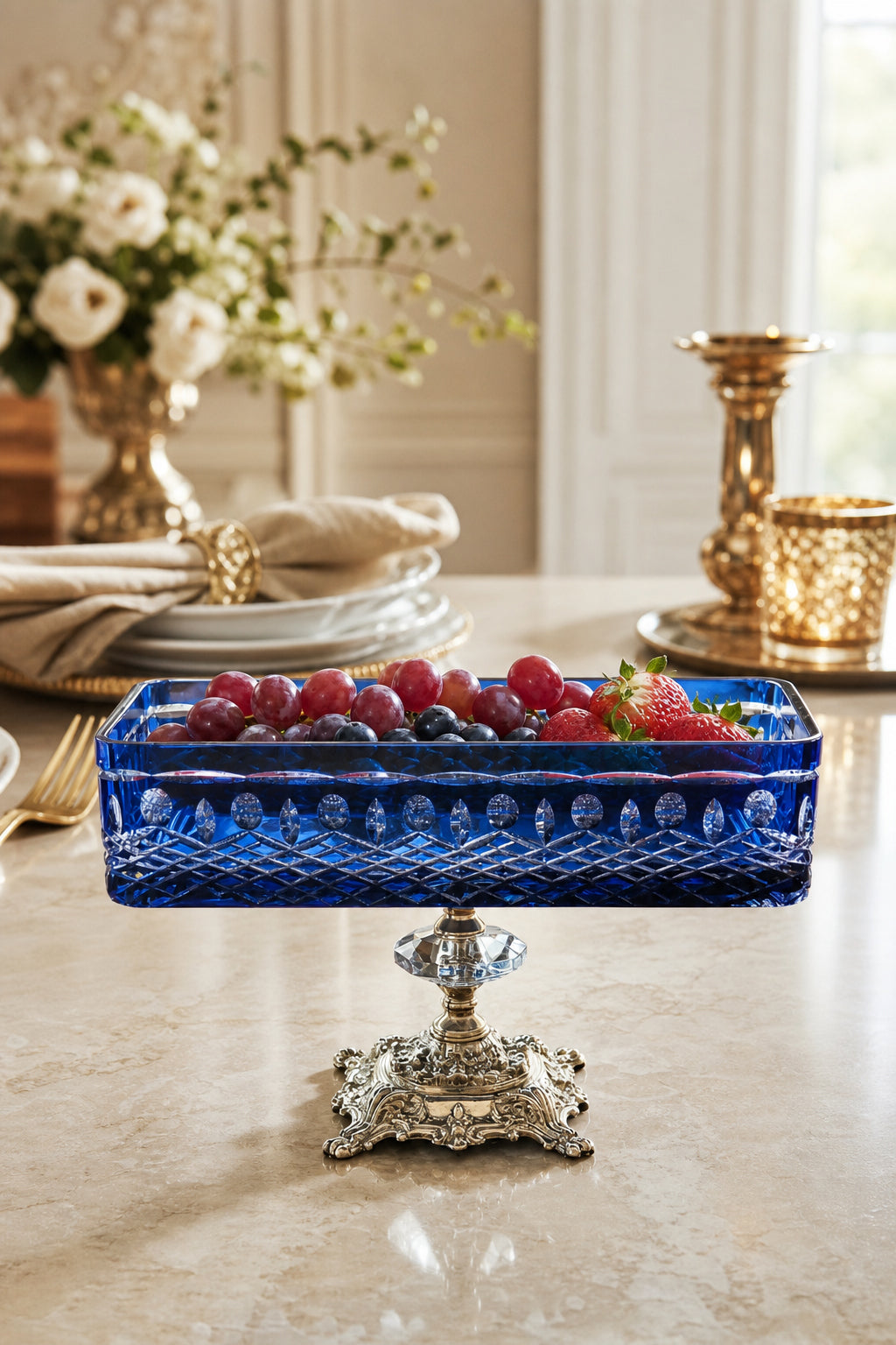 Kristal Baton Sunum Kasesi - Royal Desenli Dekoratif Sofra Kasesi, 1 Adet