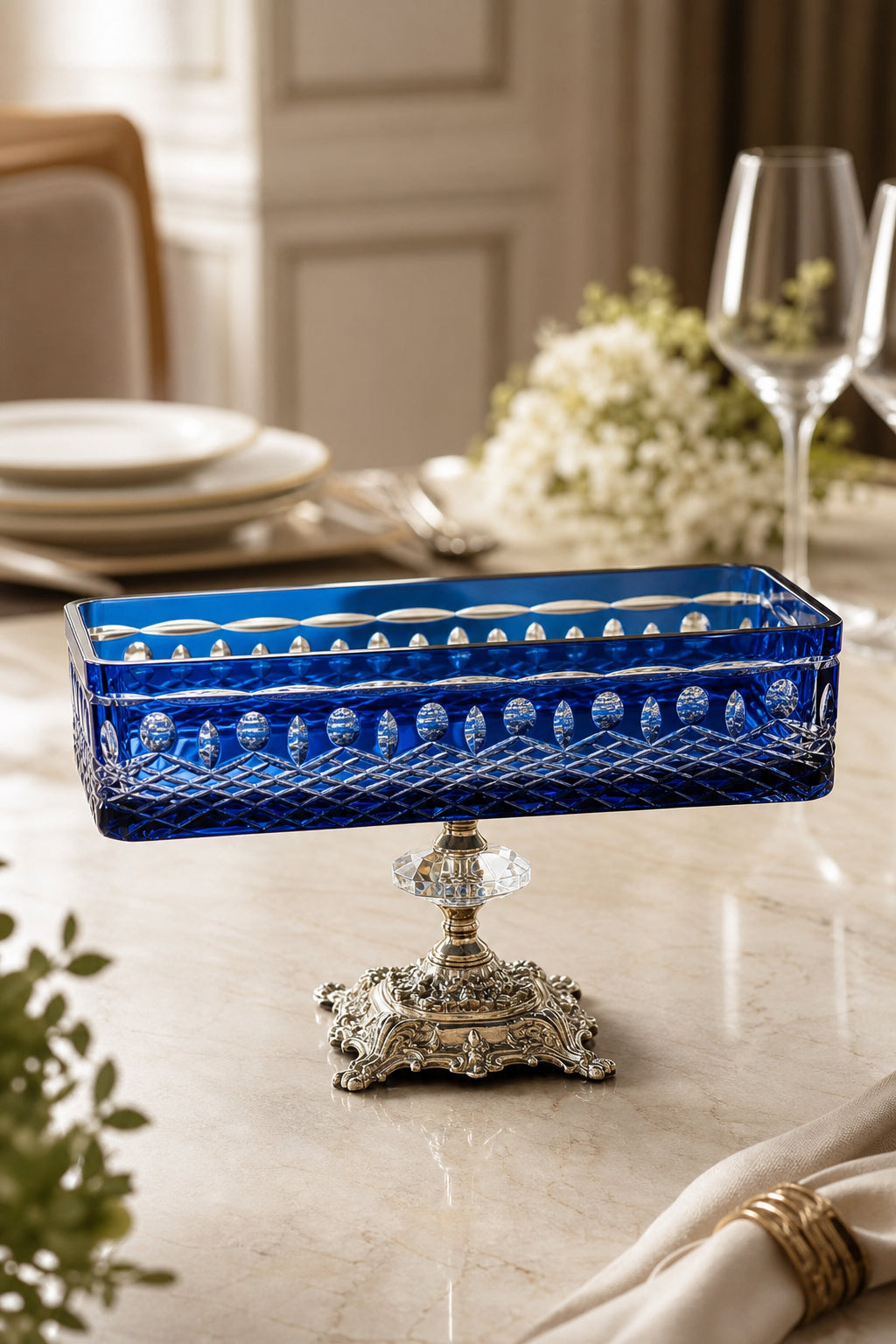 Kristal Baton Sunum Kasesi - Royal Desenli Dekoratif Sofra Kasesi, 1 Adet