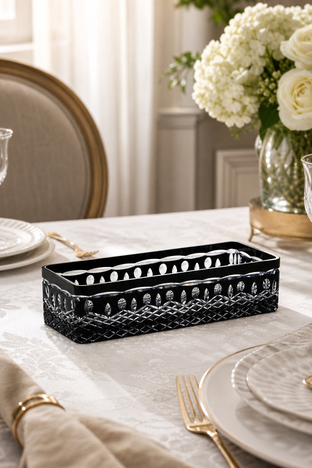 Kristal Baton Sunum Kasesi - Royal Desenli Dekoratif Sofra Kasesi, 1 Adet
