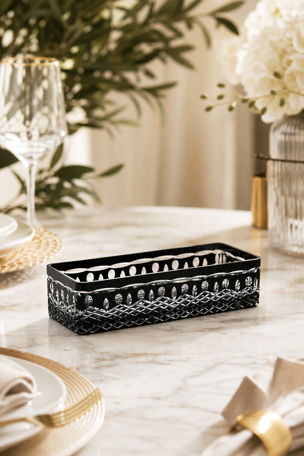 Kristal Baton Sunum Kasesi - Royal Desenli Dekoratif Sofra Kasesi, 1 Adet