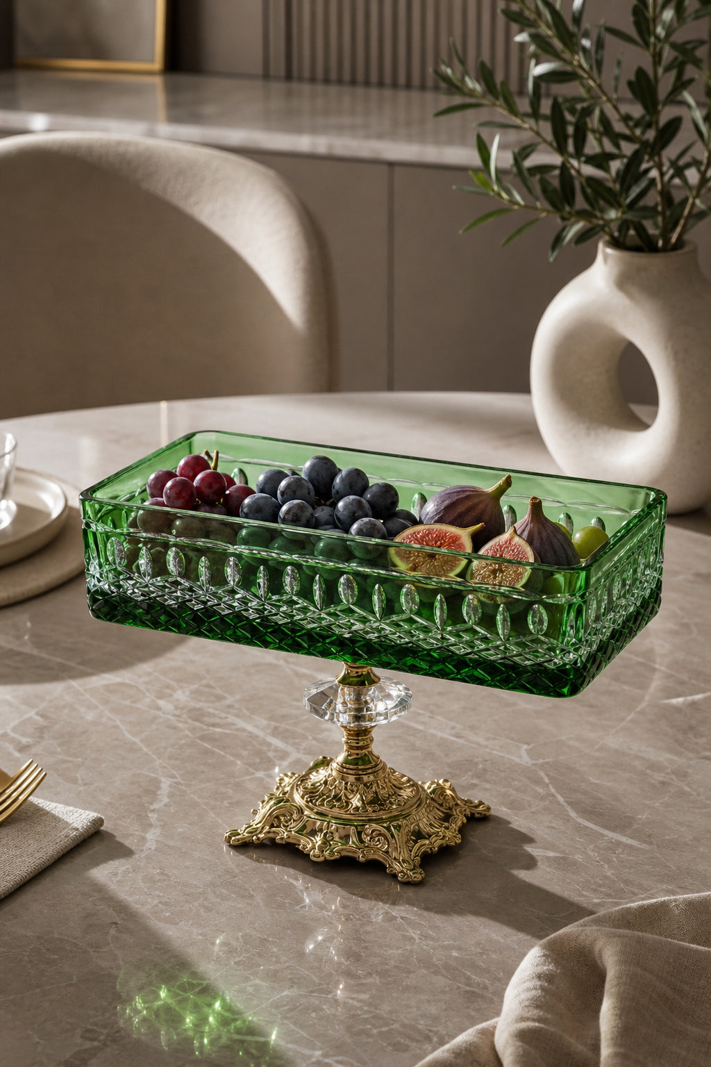 Kristal Baton Sunum Kasesi - Royal Desenli Dekoratif Sofra Kasesi, 1 Adet