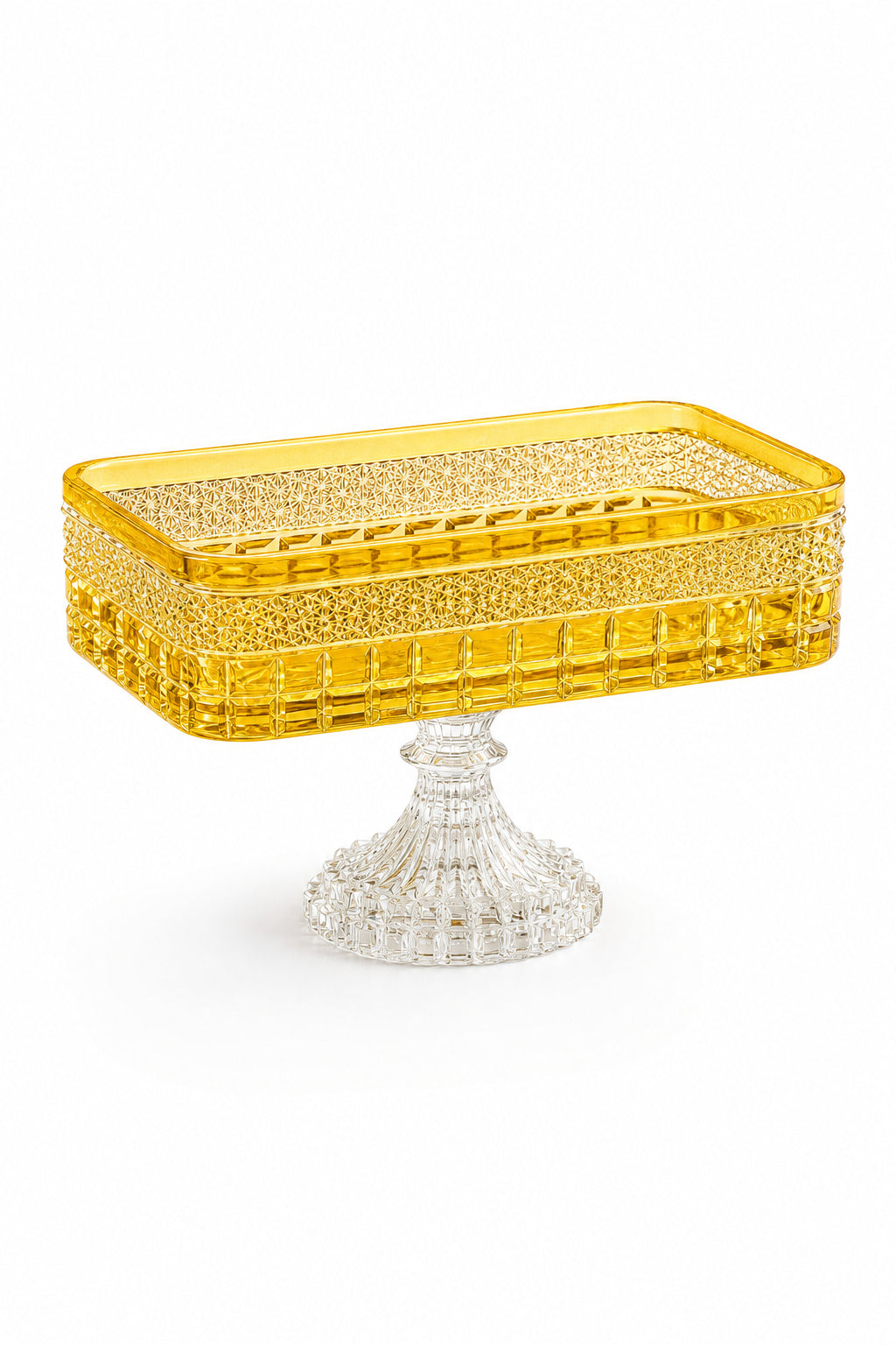 Kesme Kristal Baton Sunum Kasesi 12x24 cm - Cleopatra Desen Dekoratif Sofra Kasesi, 1 Adet