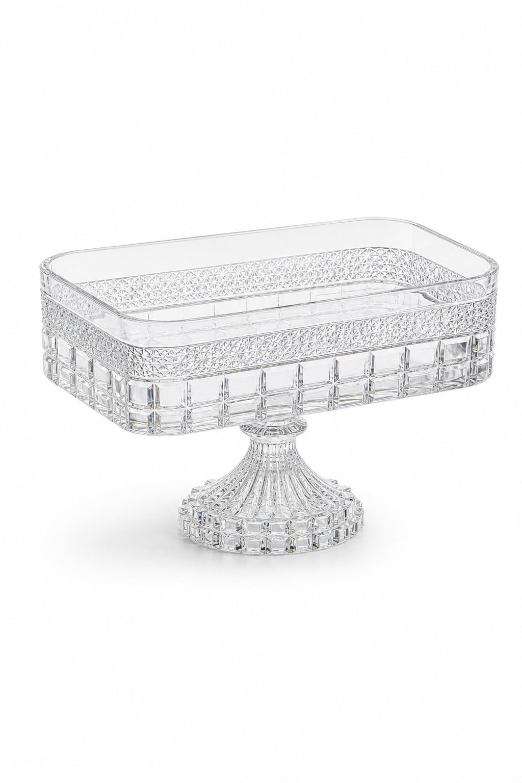 Kesme Kristal Baton Sunum Kasesi 12x24 cm - Cleopatra Desen Dekoratif Sofra Kasesi, 1 Adet