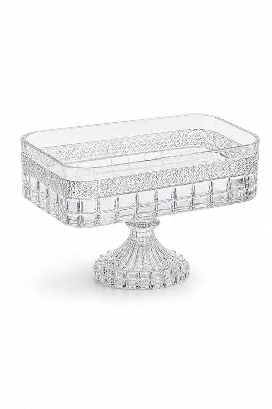 Kesme Kristal Baton Sunum Kasesi 12x24 cm - Cleopatra Desen Dekoratif Sofra Kasesi, 1 Adet