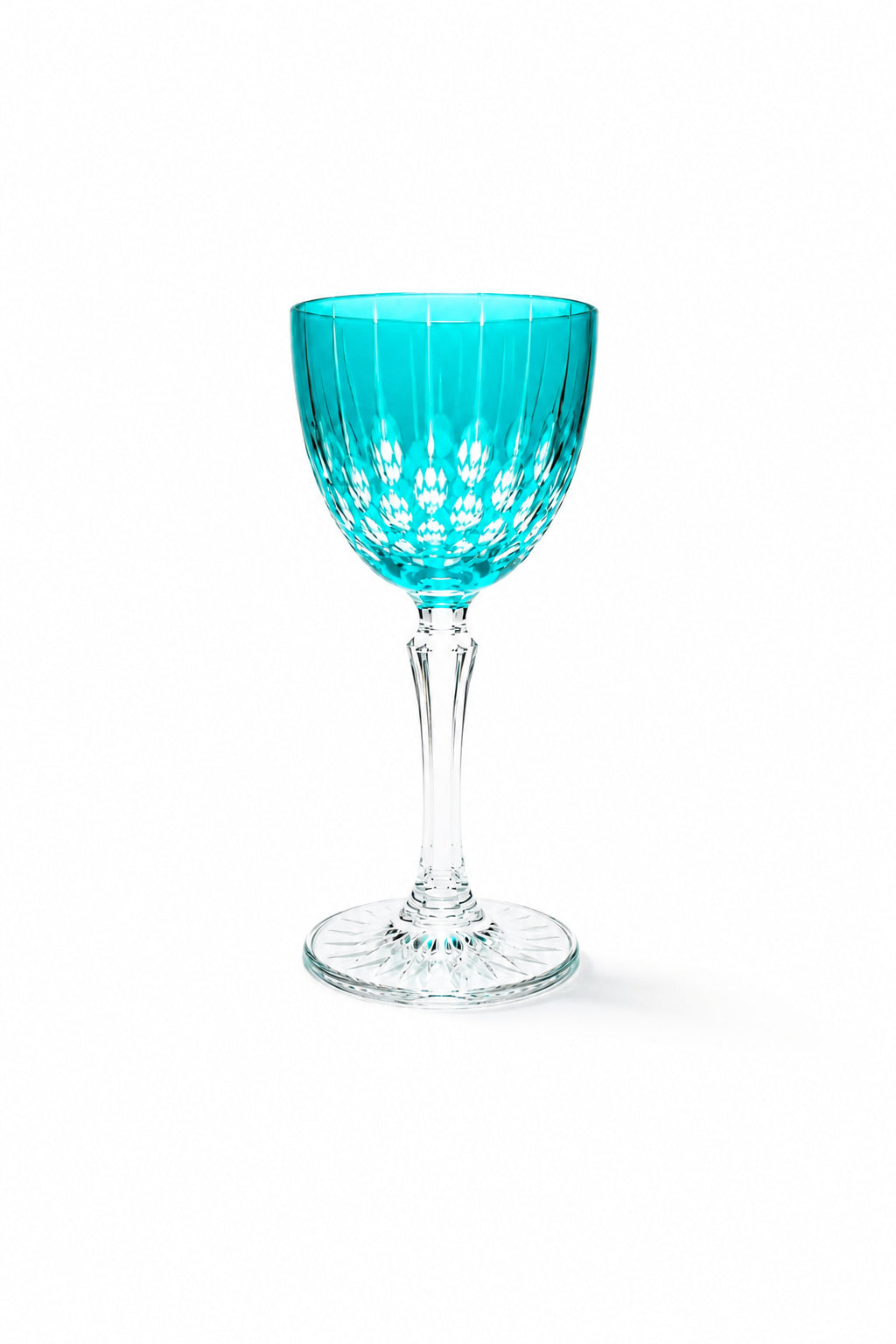 Kesme Kristal Ayaklı Kadeh 165 cc - Damla Desen Lüks Kadeh, 1 Adet
