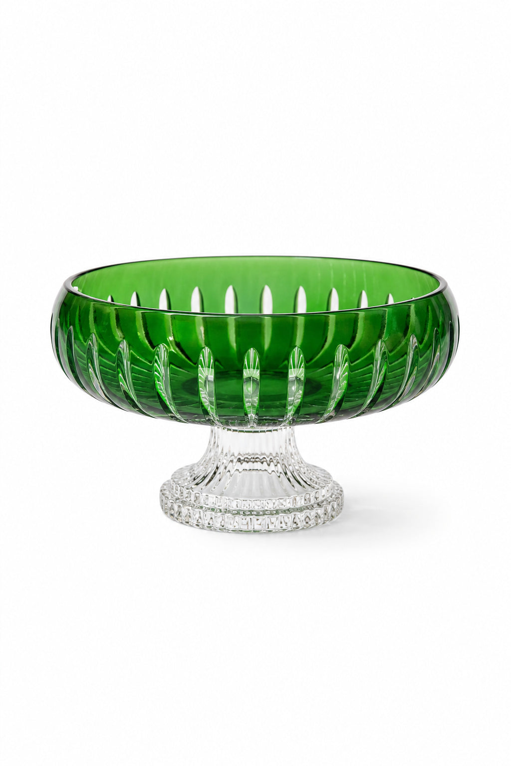 Kesme Kristal Ayaklı Sunum Kasesi 28 cm - Vertical Desen Dekoratif Sofra Kasesi, 1 Adet