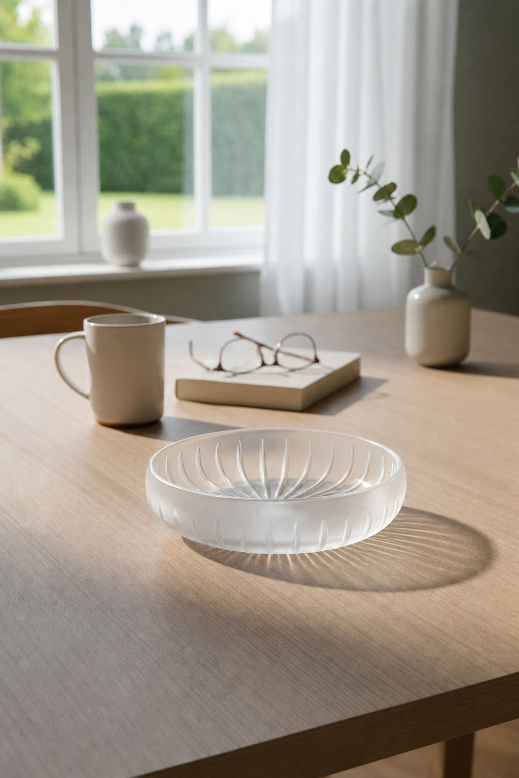Kesme Kristal Sunum Kasesi 28 cm - Vertical Desen Dekoratif Sofra Kasesi, 1 Adet