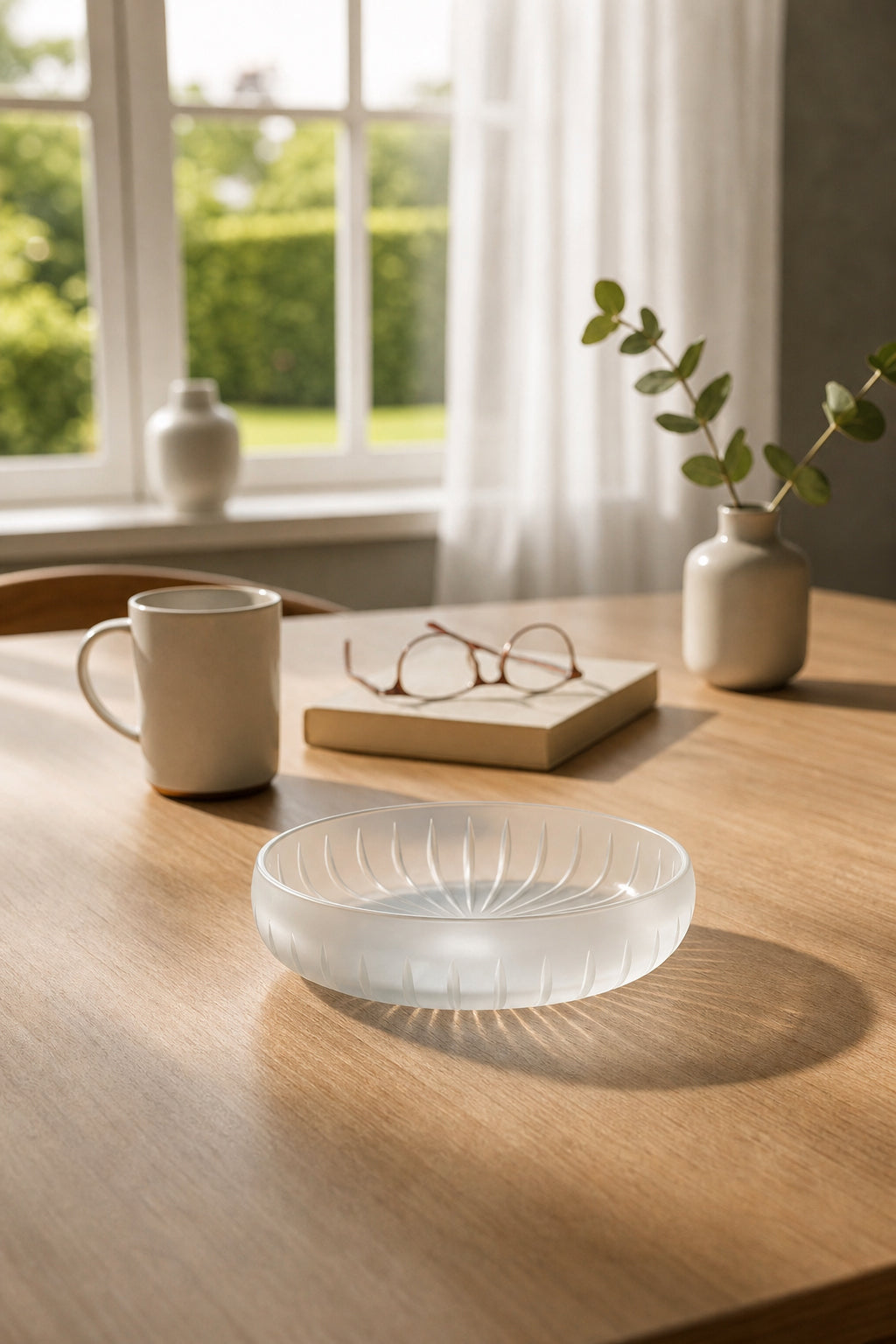 Kesme Kristal Sunum Kasesi 28 cm - Vertical Desen Dekoratif Sofra Kasesi, 1 Adet