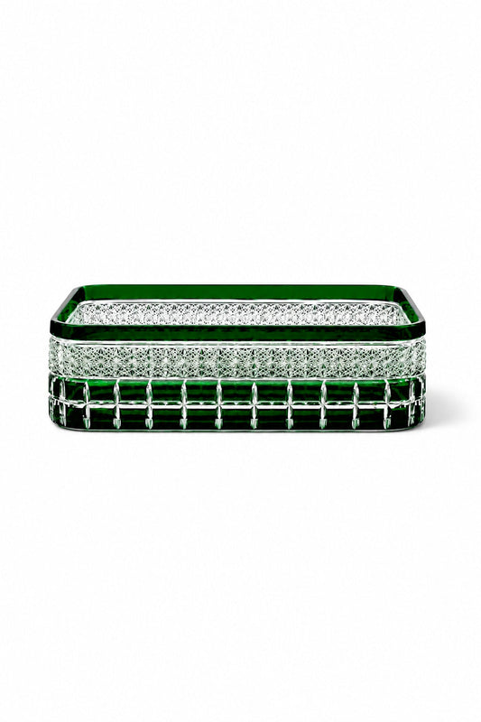 Kesme Kristal Baton Sunum Kasesi 12x24 cm - Cleopatra Desen Dekoratif Sofra Kasesi, 1 Adet