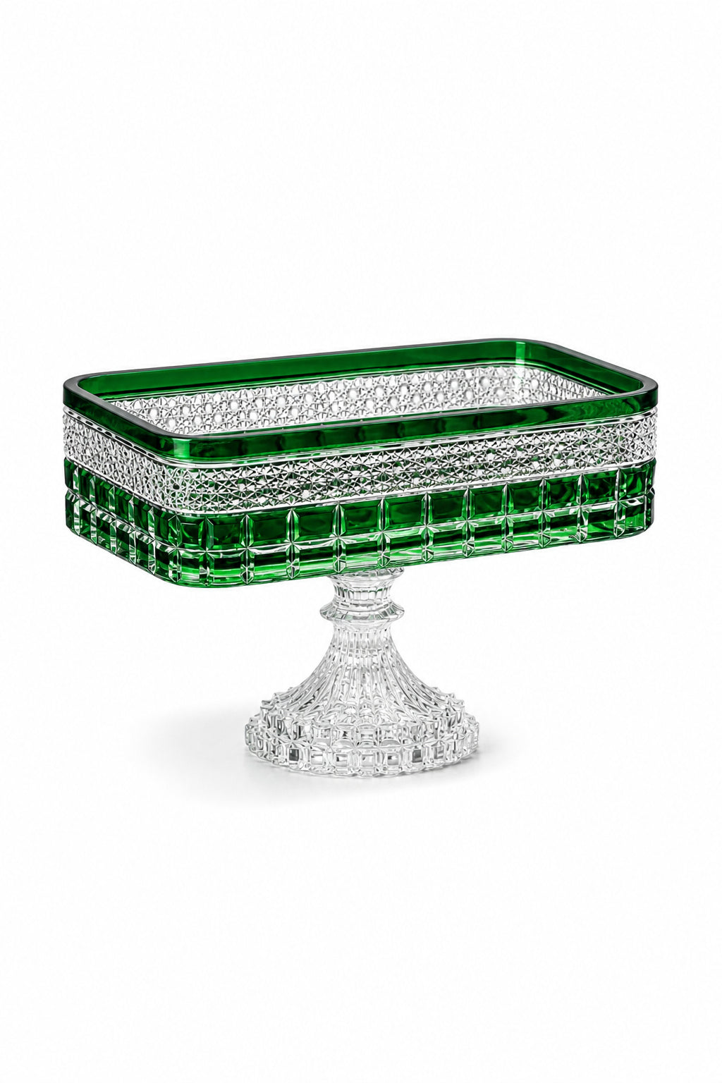 Kesme Kristal Baton Sunum Kasesi 12x24 cm - Cleopatra Desen Dekoratif Sofra Kasesi, 1 Adet