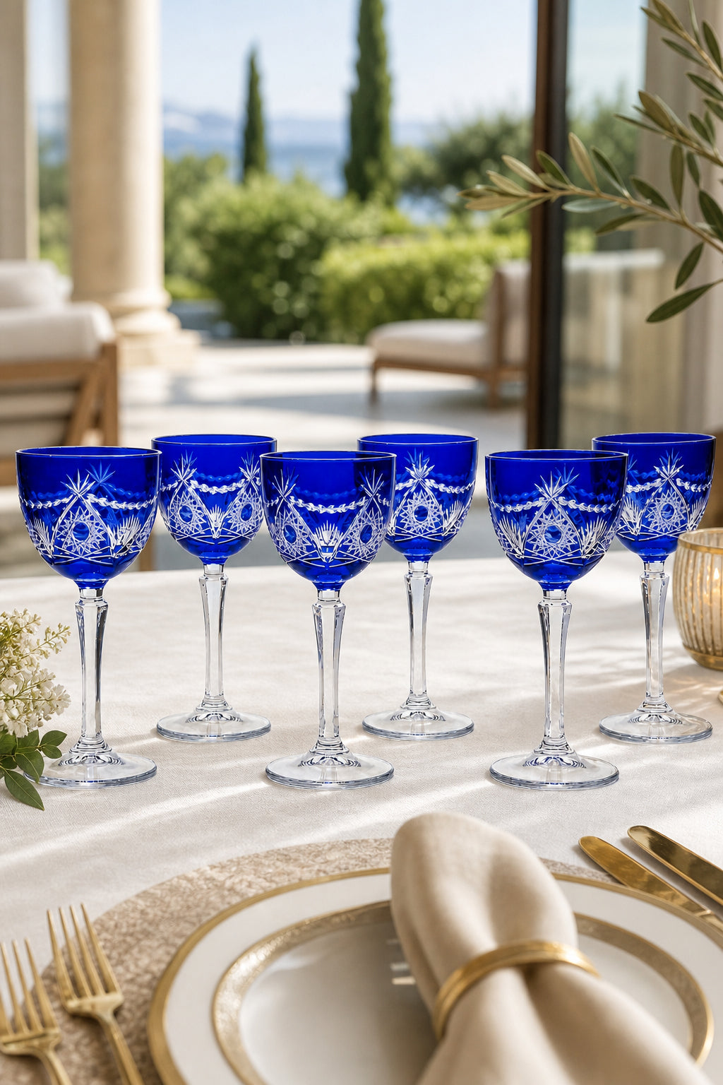 Kesme Kristal Kadeh 165 cc - Ay Yıldız Desenli, 6 Adet