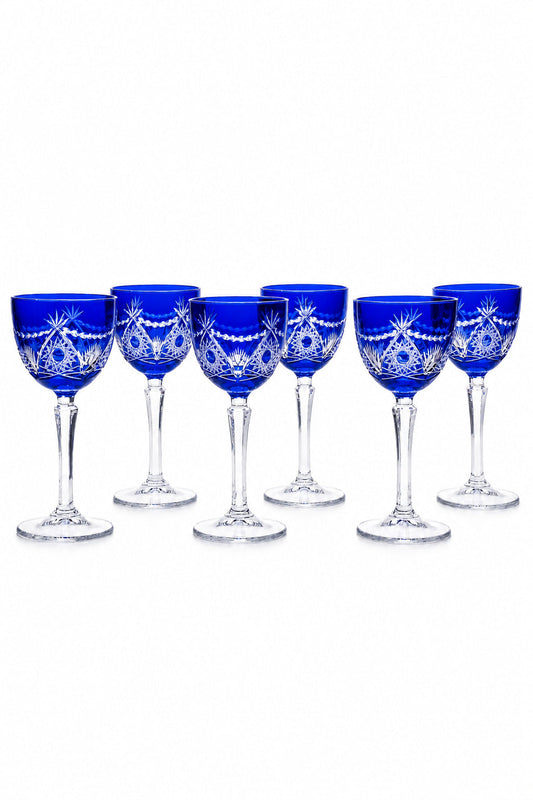 Kesme Kristal Kadeh 165 cc - Ay Yıldız Desenli, 6 Adet