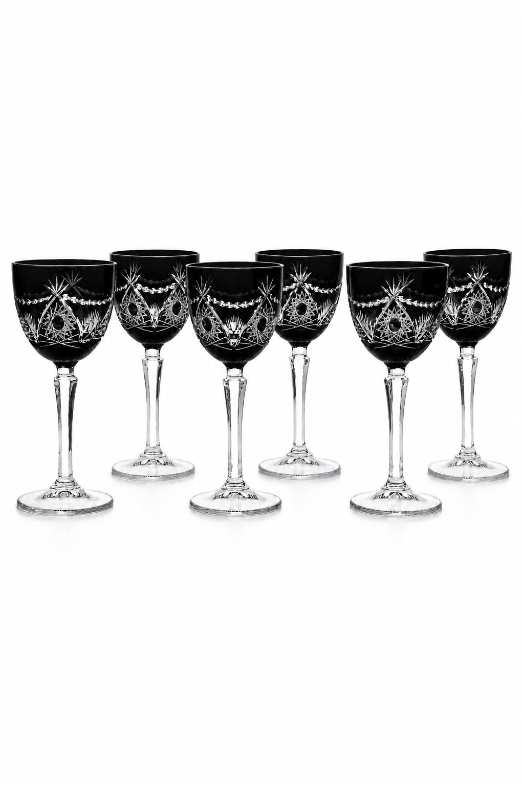 Kesme Kristal Kadeh 165 cc - Ay Yıldız Desenli, 6 Adet