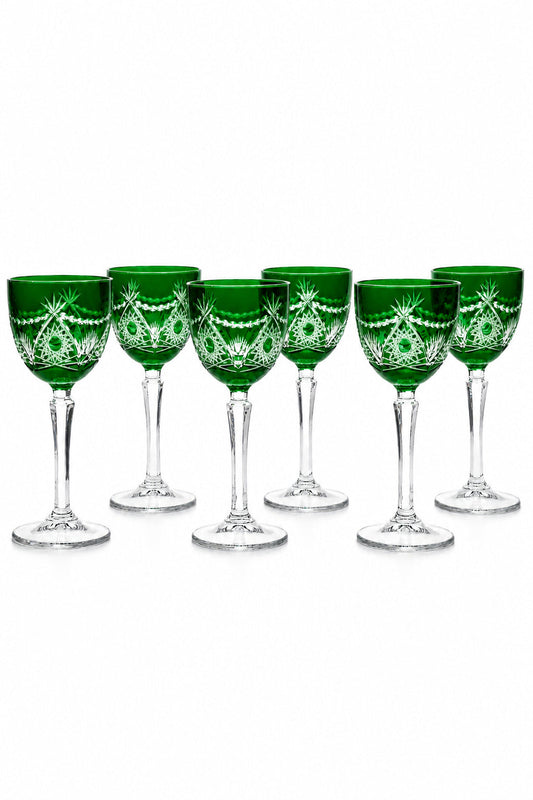 Kesme Kristal Kadeh 165 cc - Ay Yıldız Desenli, 6 Adet