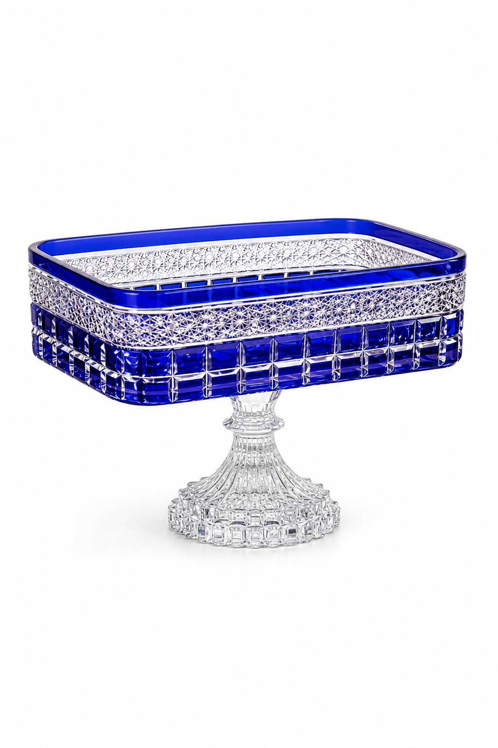 Kesme Kristal Baton Sunum Kasesi 12x24 cm - Cleopatra Desen Dekoratif Sofra Kasesi, 1 Adet