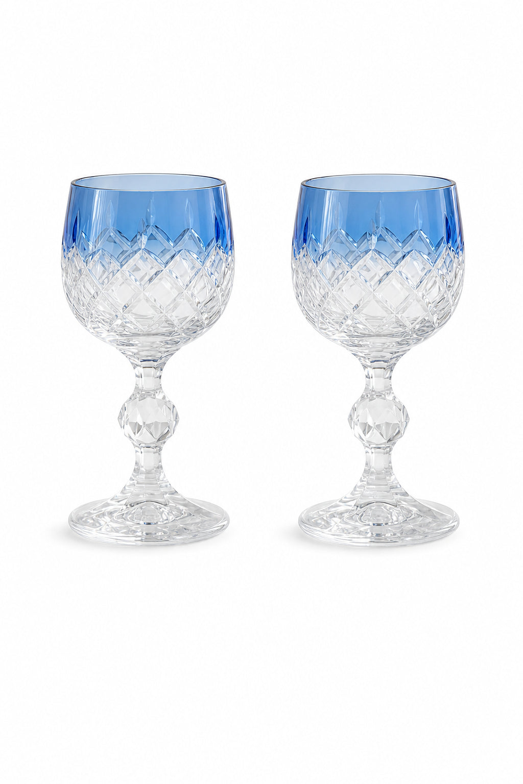 Bohemia Renkli Kristal Ayaklı Kadeh 150 ml - Küpeli Damla Kahve Yanı Su Bardağı, 2 Adet