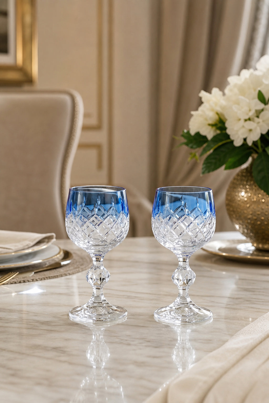 Bohemia Renkli Kristal Ayaklı Kadeh 150 ml - Küpeli Damla Kahve Yanı Su Bardağı, 2 Adet