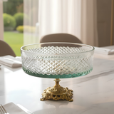 Kristal Dekoratif Karizma Desenli 25-19-16 Cm Sunumluk Ayaklı Kase Set 3'lü