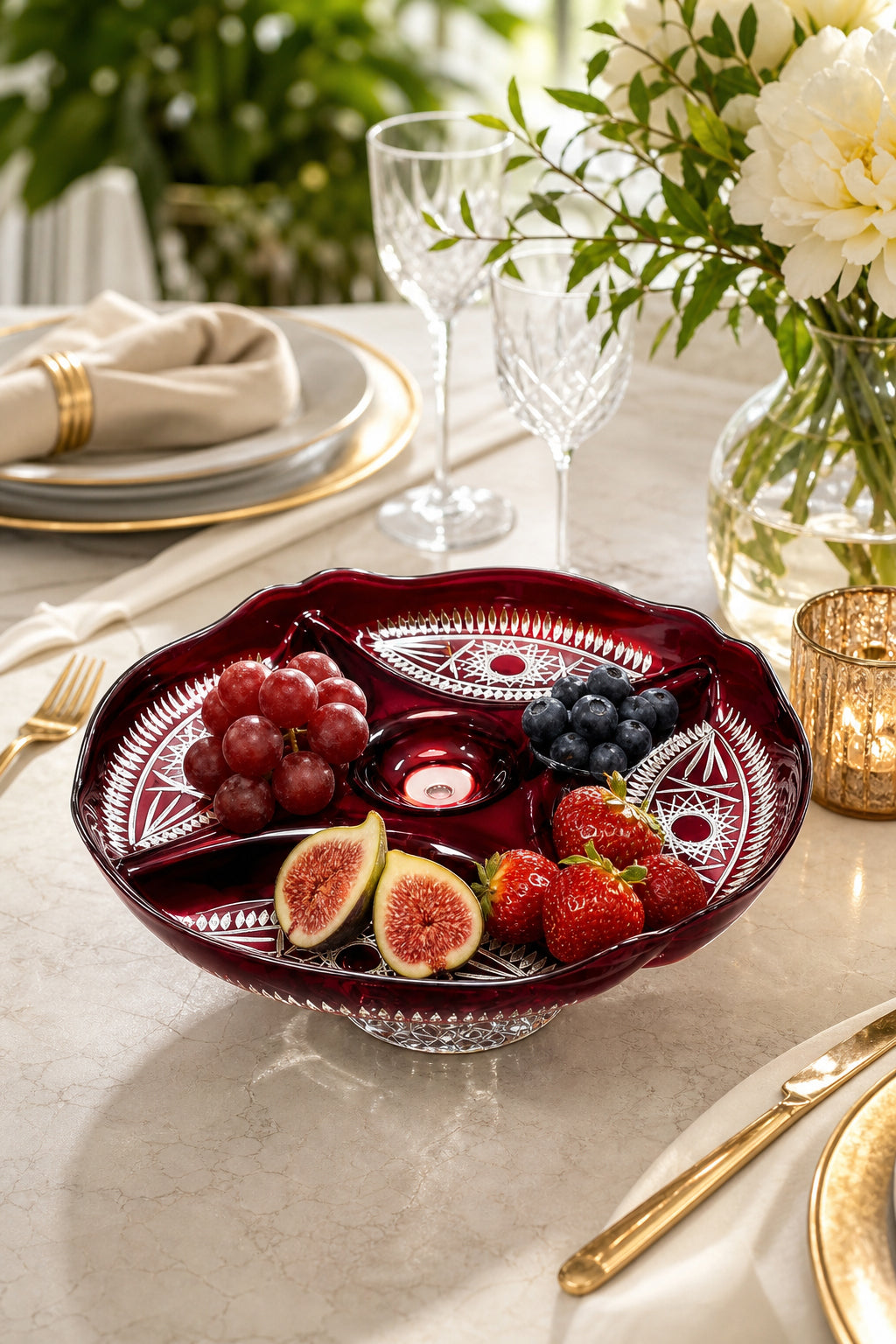 Ayaklı Kristal Servis Tabağı - Kahvaltılık ve Çerezlik Sunum Tabağı, 1 Adet