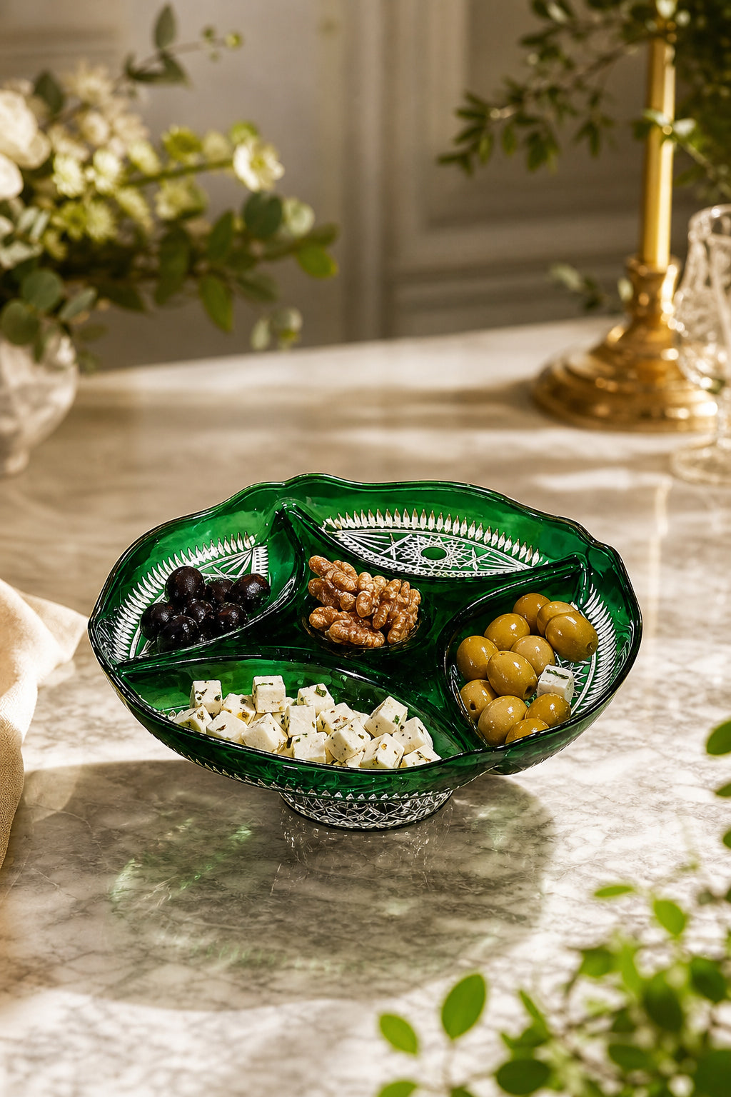 Ayaklı Kristal Servis Tabağı - Kahvaltılık ve Çerezlik Sunum Tabağı, 1 Adet