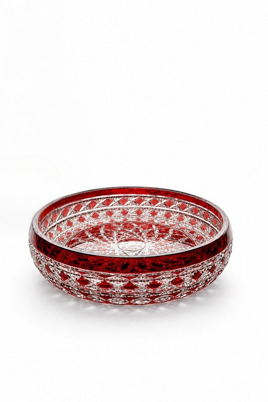 Kristal Sunum Kasesi 28 cm - Ametist Desenli Dekoratif Sofra Kasesi, 1 Adet