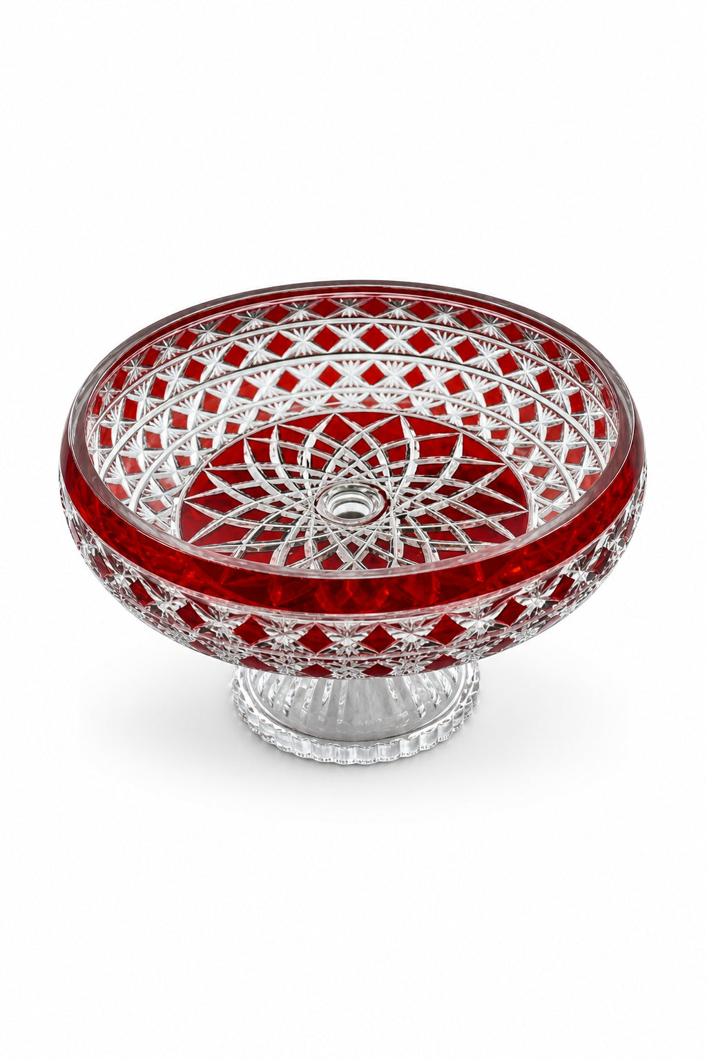 Kristal Sunum Kasesi 28 cm - Ametist Desenli Dekoratif Sofra Kasesi, 1 Adet